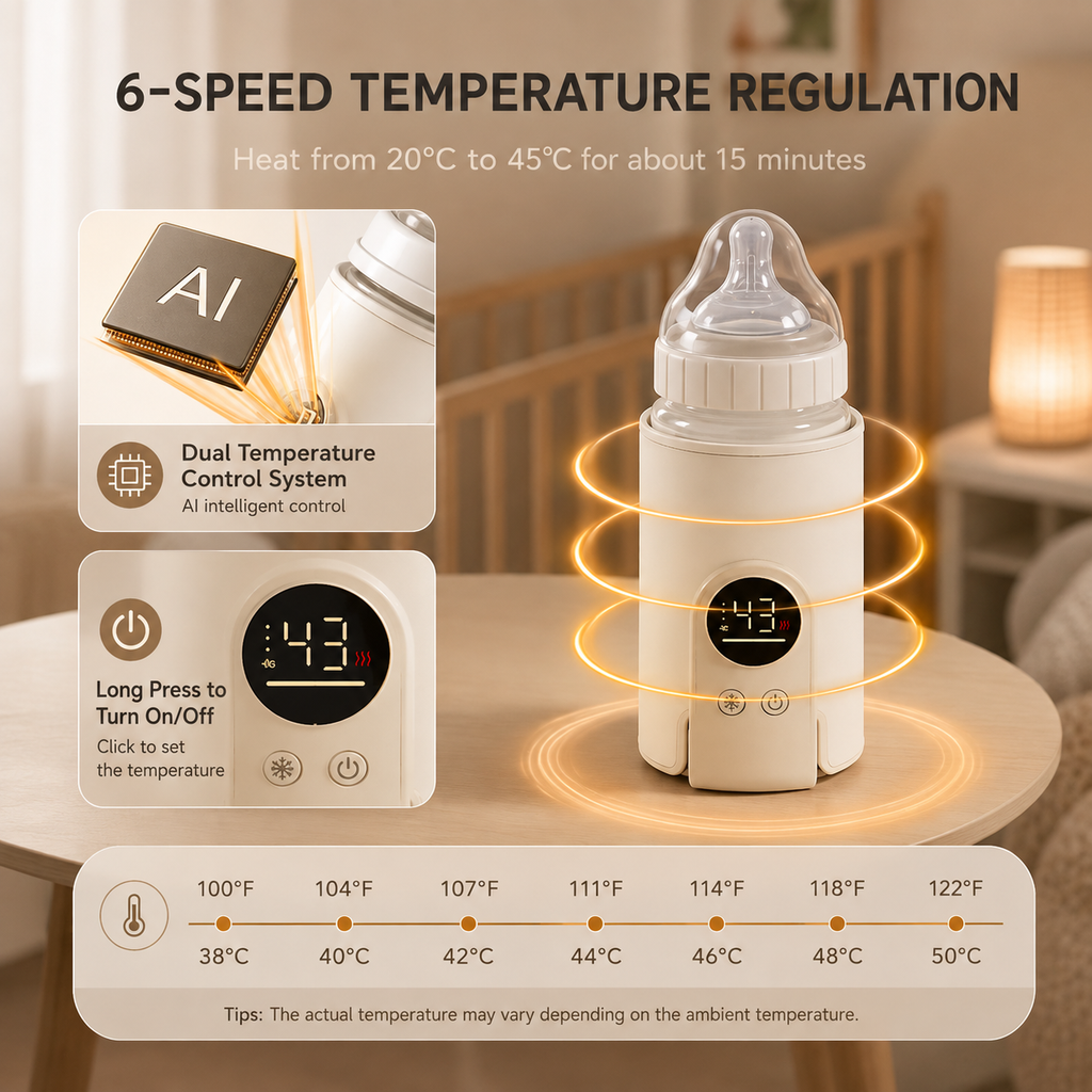 OCEANBABY Flaschenwärmer – Tragbar mit 6 Heizstufen & Display