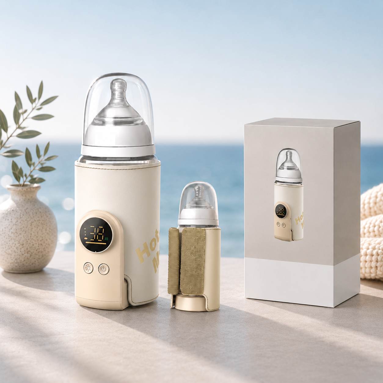 OCEANBABY Flaschenwärmer – Tragbar mit 6 Heizstufen & Display