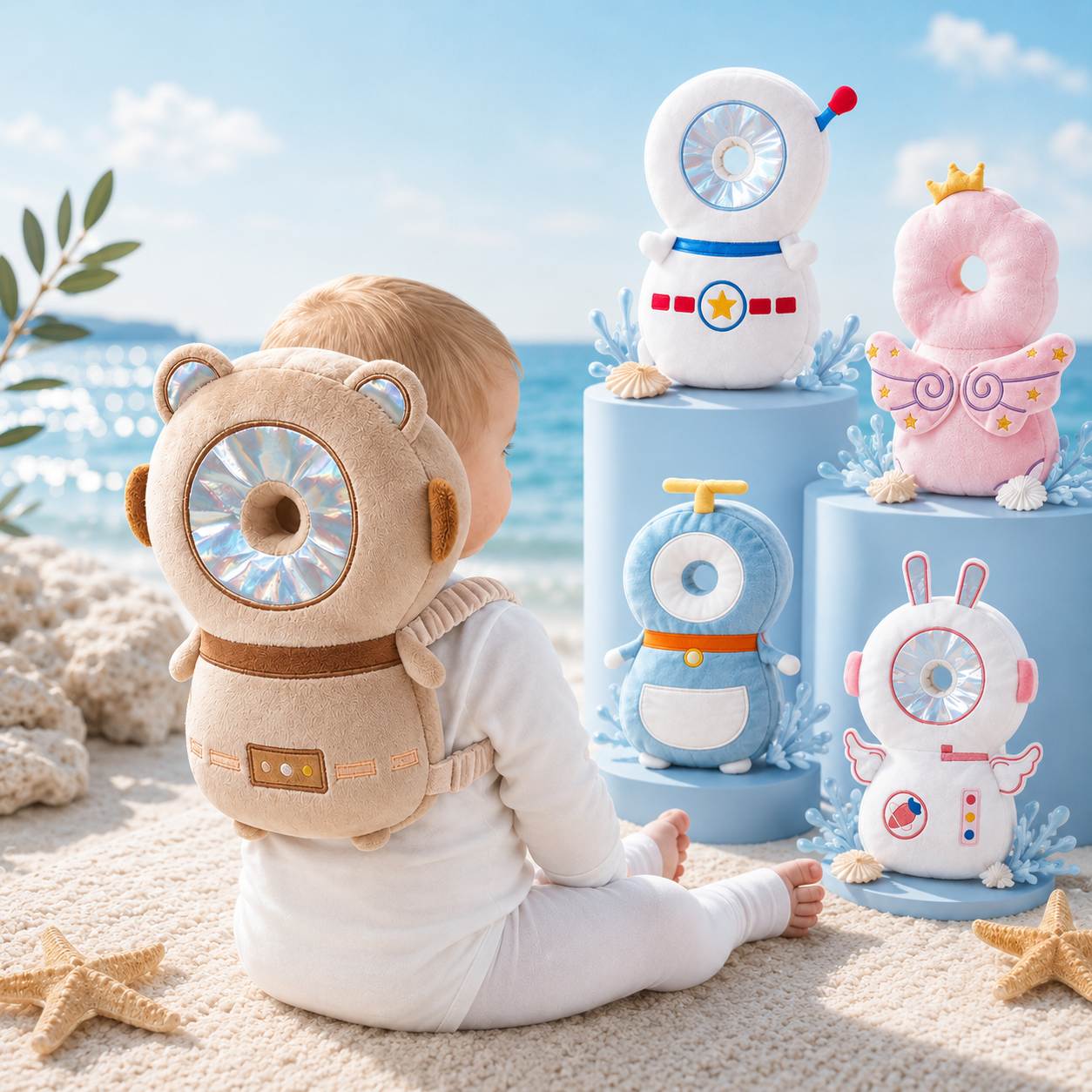 OCEANBABY Kopfschutzkissen – Verstellbarer Sturzschutz-Rucksack